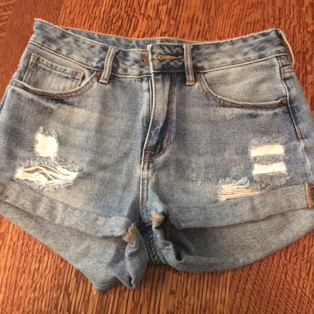 Denim high rise shorts